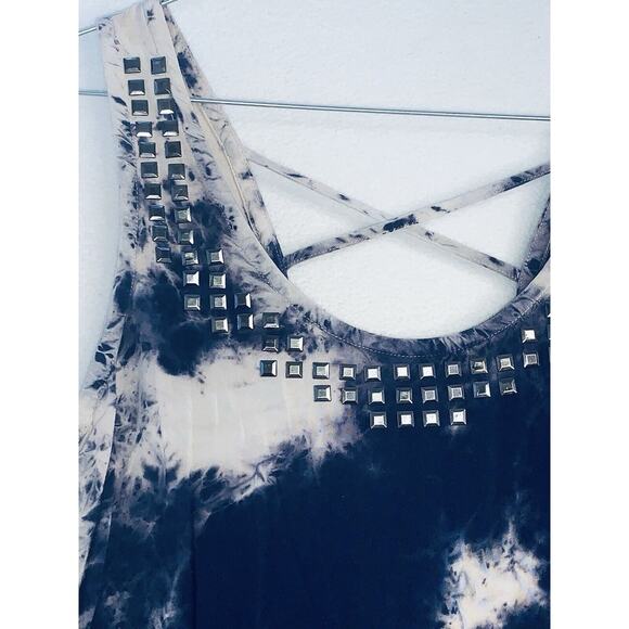 Sz S Forever 21 Tie Dye Top Tank Lattice Back Studs Neckline Boho Hippy Top EUC - Picture 3 of 14